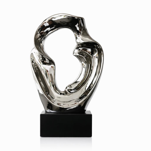 Globy Gümüş Renk, Siyah MDF Tabanlı Dekoratif Obje – 19,5 cm