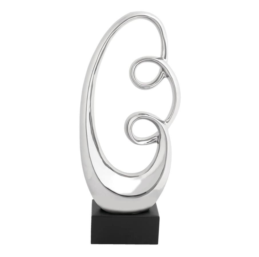 Globy Gümüş Renk, Siyah MDF Tabanlı Dekoratif Obje – 24 cm