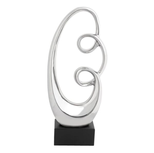 Globy Gümüş Renk, Siyah MDF Tabanlı Dekoratif Obje – 24 cm
