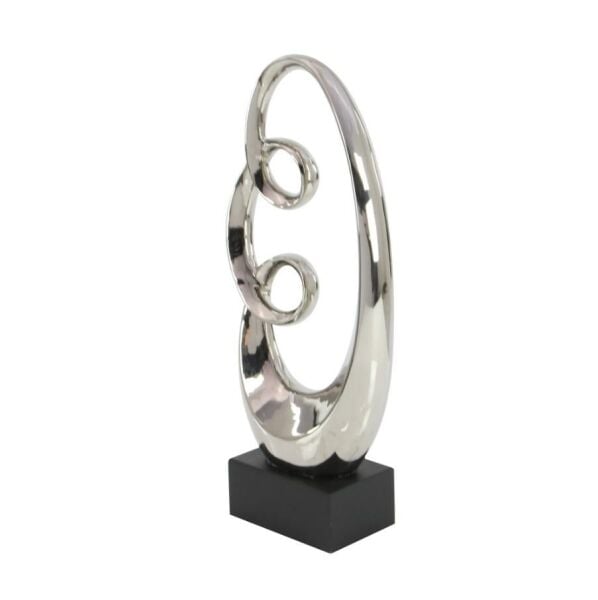 Globy Gümüş Renk, Siyah MDF Tabanlı Dekoratif Obje – 24 cm