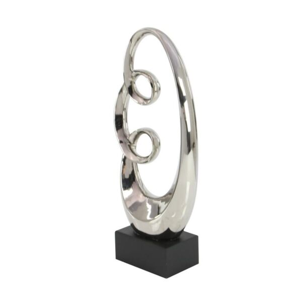 Globy Gümüş Renk, Siyah MDF Tabanlı Dekoratif Obje – 24 cm