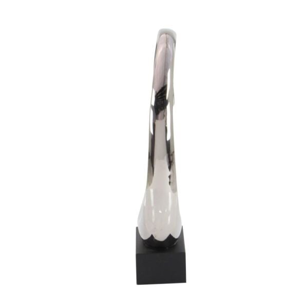 Globy Gümüş Renk, Siyah MDF Tabanlı Dekoratif Obje – 24 cm