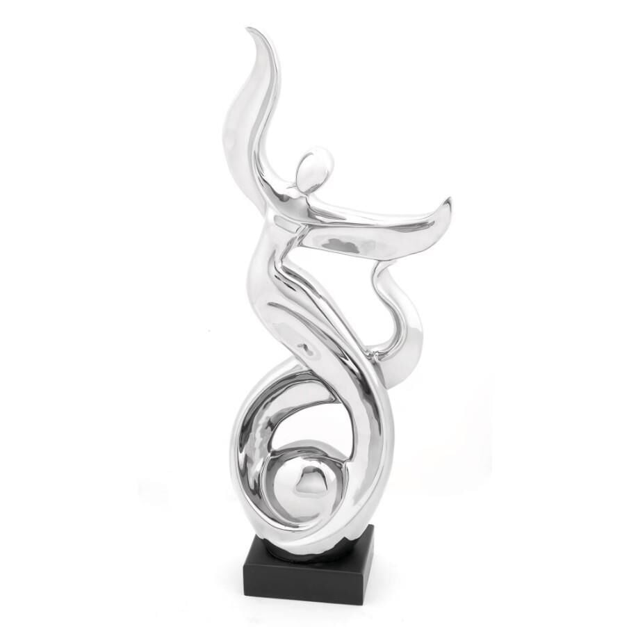 Globy Gümüş Renk, Siyah MDF Tabanlı Dekoratif Obje – 25 cm