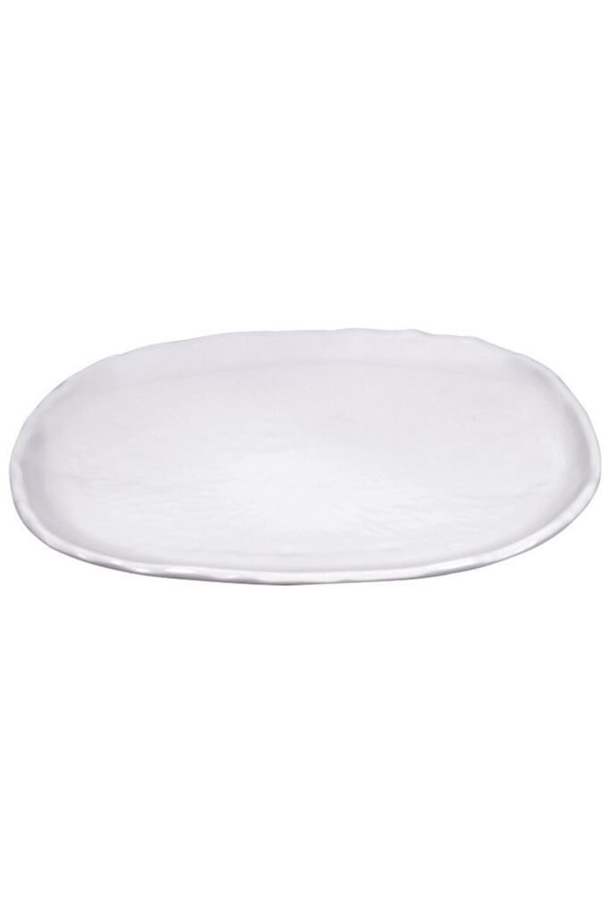 Globy Açık Büfe Melamin Oval Tabak Beyaz 42x30 cm