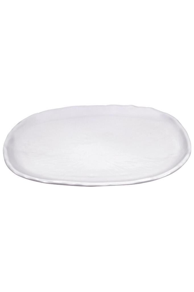 Globy Açık Büfe Melamin Oval Tabak Beyaz 42x30 cm