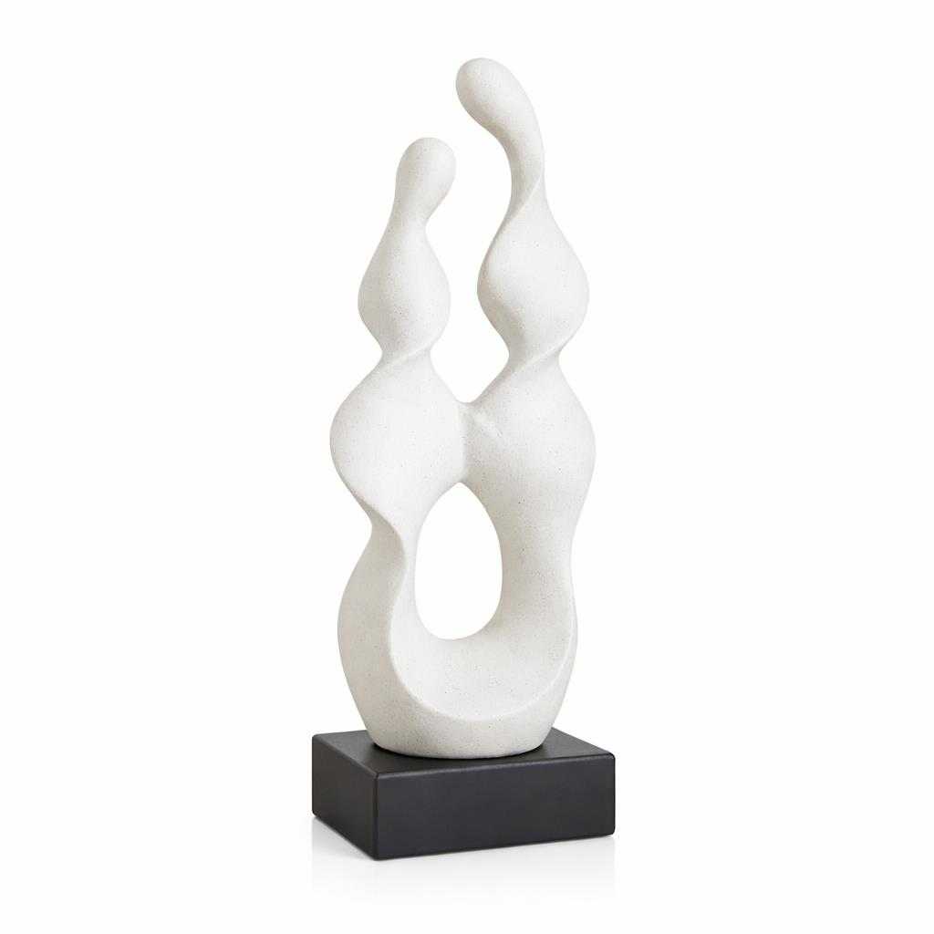 Globy Mat Beyaz Renk, Siyah MDF Tabanlı Dekoratif Obje – 27 cm