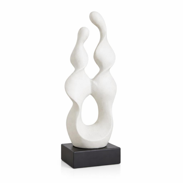 Globy Mat Beyaz Renk, Siyah MDF Tabanlı Dekoratif Obje – 27 cm