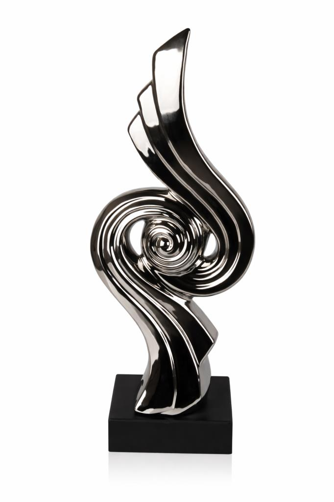 Globy Gümüş Renk, Siyah MDF Tabanlı Dekoratif Obje – 18 cm