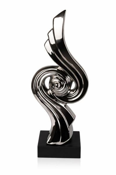 Globy Gümüş Renk, Siyah MDF Tabanlı Dekoratif Obje – 18 cm