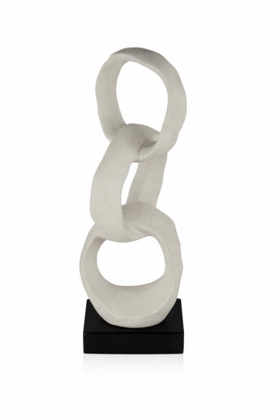 Globy Siyah Seramik Tabanlı, Pürüzlü Yüzeyli, Küresel Beyaz Dekoratif Obje – 15,5 cm