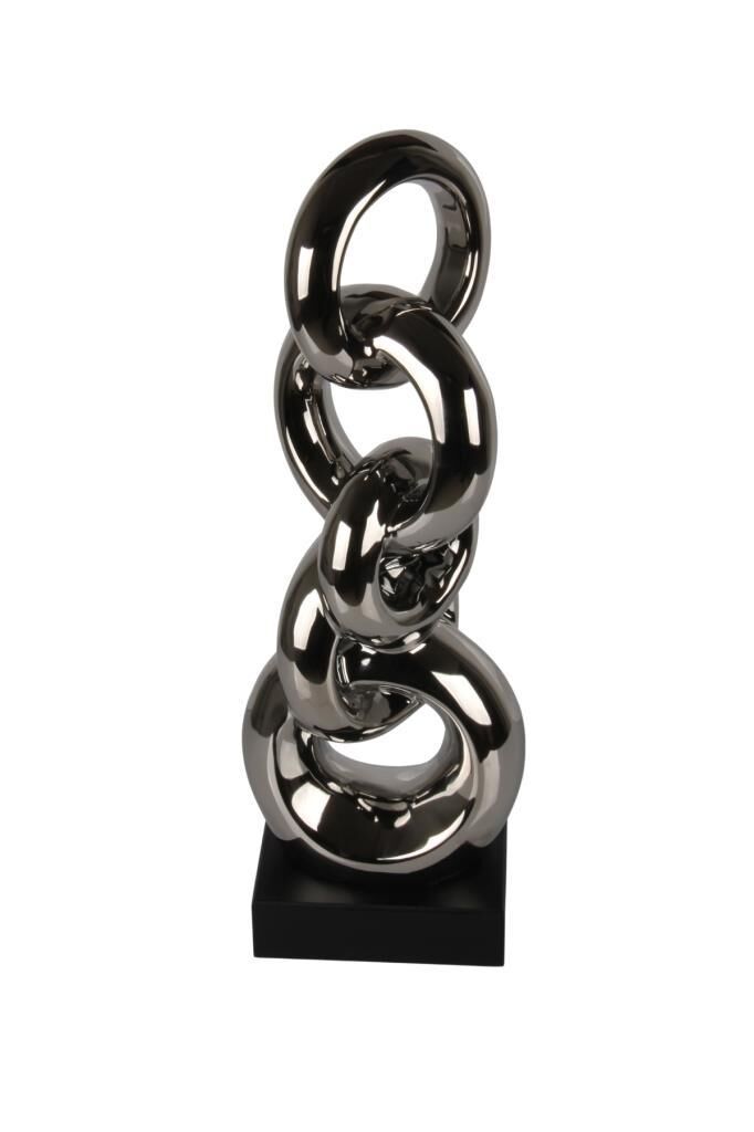 Globy Gümüş Renk, Siyah MDF Tabanlı Dekoratif Obje – 17 cm