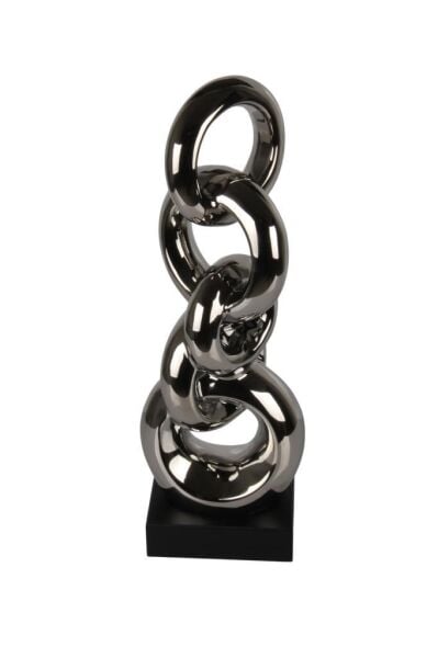 Globy Gümüş Renk, Siyah MDF Tabanlı Dekoratif Obje – 17 cm