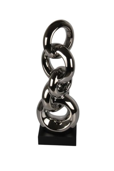 Globy Gümüş Renk, Siyah MDF Tabanlı Dekoratif Obje – 17 cm