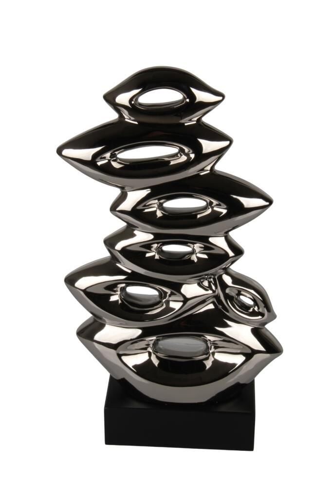 Globy Gümüş Renk, Siyah MDF Tabanlı Dekoratif Obje – 16 cm