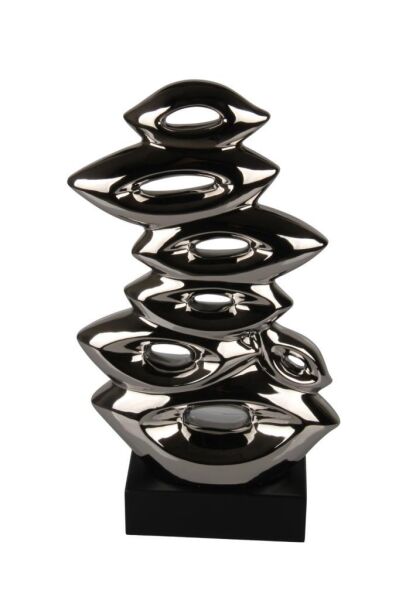 Globy Gümüş Renk, Siyah MDF Tabanlı Dekoratif Obje – 16 cm