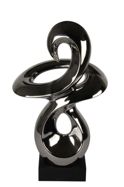 Globy Gümüş Renk, Siyah MDF Tabanlı Dekoratif Obje – 20 cm