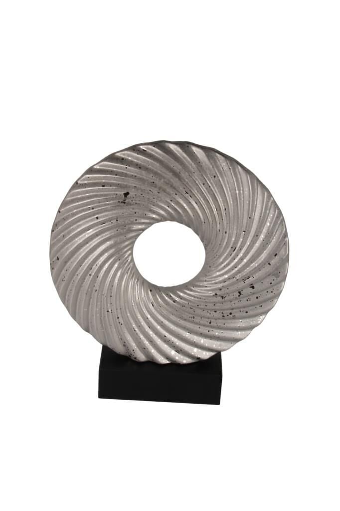 Globy Siyah MDF Tabanlı, Noktalı Mat Gümüş Küre Şeklinde Dekoratif Obje – 36,5 cm