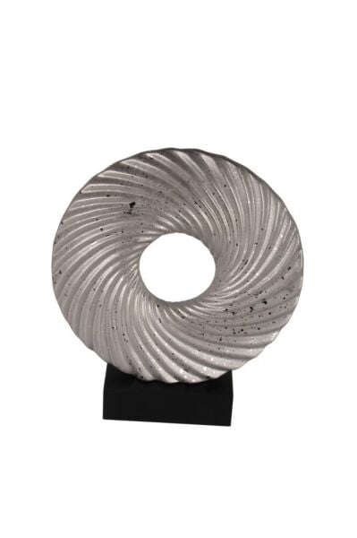 Globy Siyah MDF Tabanlı, Noktalı Mat Gümüş Küre Şeklinde Dekoratif Obje – 36,5 cm
