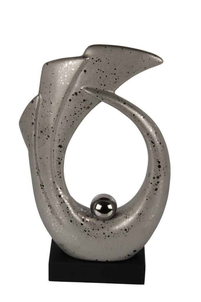 Globy Mat Gümüş Noktalı, Siyah MDF Tabanlı Dekoratif Obje – 15 cm