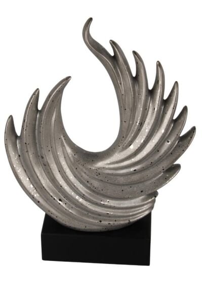 Globy Siyah MDF Tabanlı, Noktalı Mat Gümüş Küre Dekoratif Obje – 14,5 cm