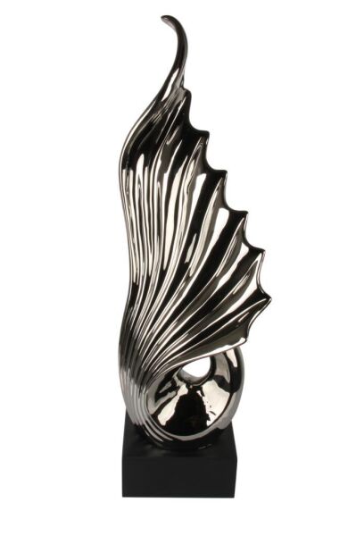 Globy Gümüş Renk, Siyah MDF Tabanlı Dekoratif Obje – 28,5 cm