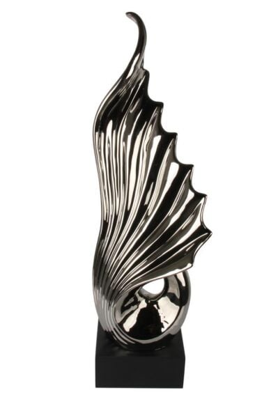 Globy Gümüş Renk, Siyah MDF Tabanlı Dekoratif Obje – 28,5 cm