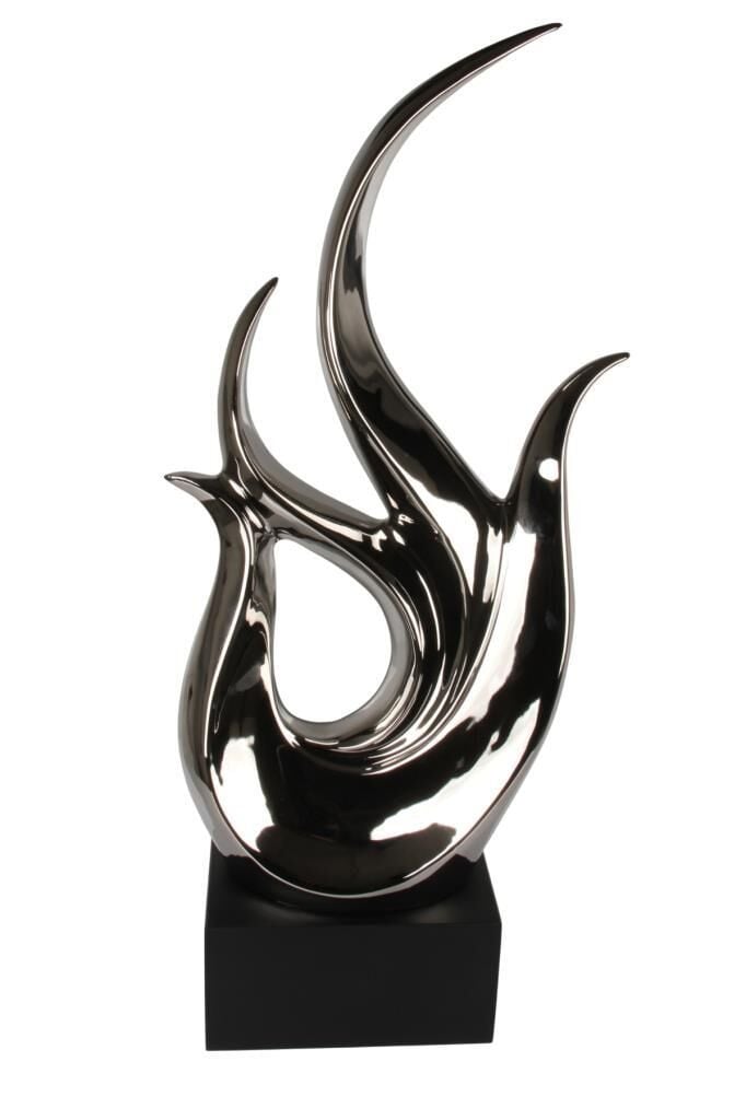 Globy Gümüş Renk, Siyah MDF Tabanlı Dekoratif Obje – 33 cm