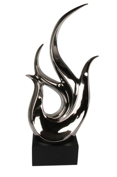 Globy Gümüş Renk, Siyah MDF Tabanlı Dekoratif Obje – 33 cm