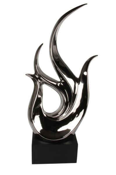 Globy Gümüş Renk, Siyah MDF Tabanlı Dekoratif Obje – 33 cm