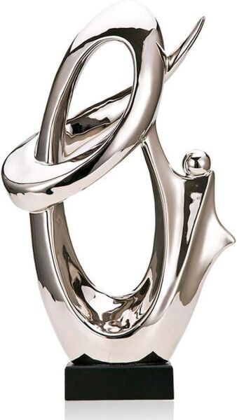 Globy Gümüş Renk, Siyah MDF Tabanlı Dekoratif Obje – 24,5 cm