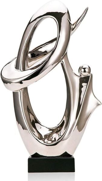 Globy Gümüş Renk, Siyah MDF Tabanlı Dekoratif Obje – 24,5 cm