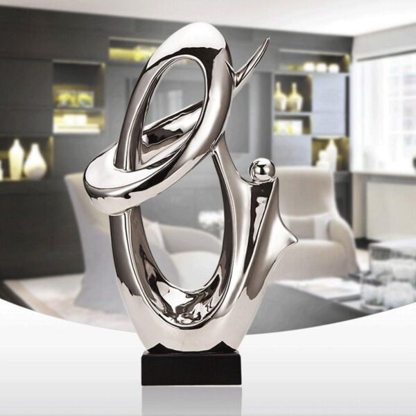 Globy Gümüş Renk, Siyah MDF Tabanlı Dekoratif Obje – 24,5 cm