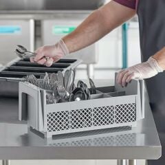 Cambro 8 Bölme Yarım Boy Çatal Bıçak Bulaşık Basketi Gri 184 mm - 8FBNH434
