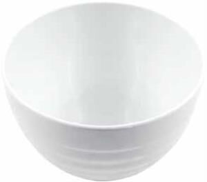 Globy Melamin Açık Büfe Yuvarlak Dalgalı Sunum Kase Beyaz – 20,8×20,8×14 cm