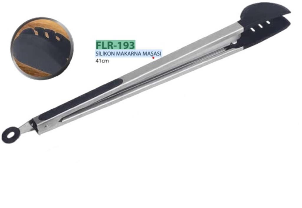 Flora Silikon Uçlu Bir Tarafı Düz ve Dişli Makarna Maşası 41 cm