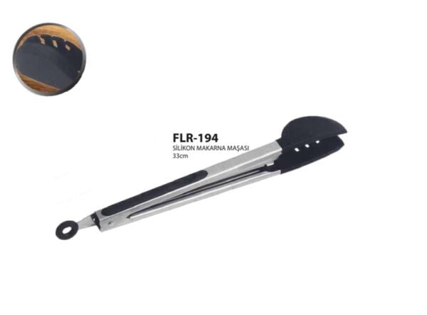 Flora Silikon Uçlu Bir Tarafı Düz ve Dişli Makarna Maşası 41 cm