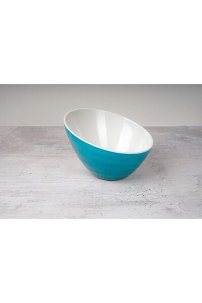 Globy Melamin Açık Büfe Eğik Servis Kase Mavi 18.3x18x12 cm
