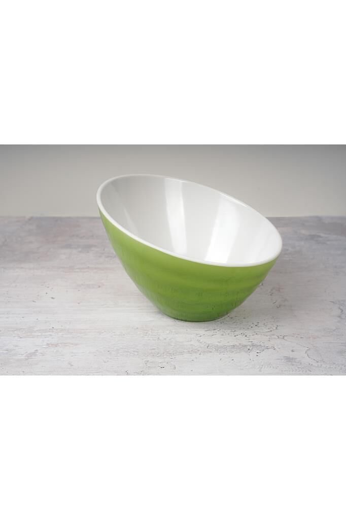 Globy Melamin Açık Büfe Eğik Servis Kase Yeşil 21x20.5x13.6 cm