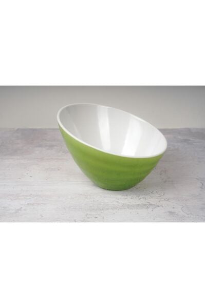 Globy Melamin Açık Büfe Eğik Servis Kase Yeşil 21x20.5x13.6 cm