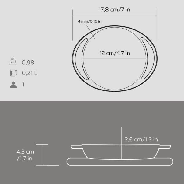 Lava Döküm Yuvarlak Sahan Çift Kulplu -  Kayın Servis Ahşabı 12 cm