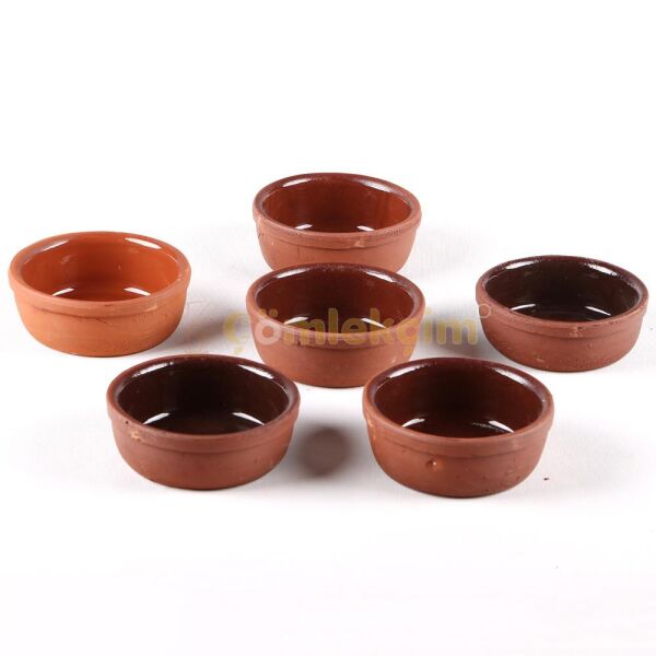 Yarım Sırlı Mantar Güveç Kase 9x3 cm 6'lı