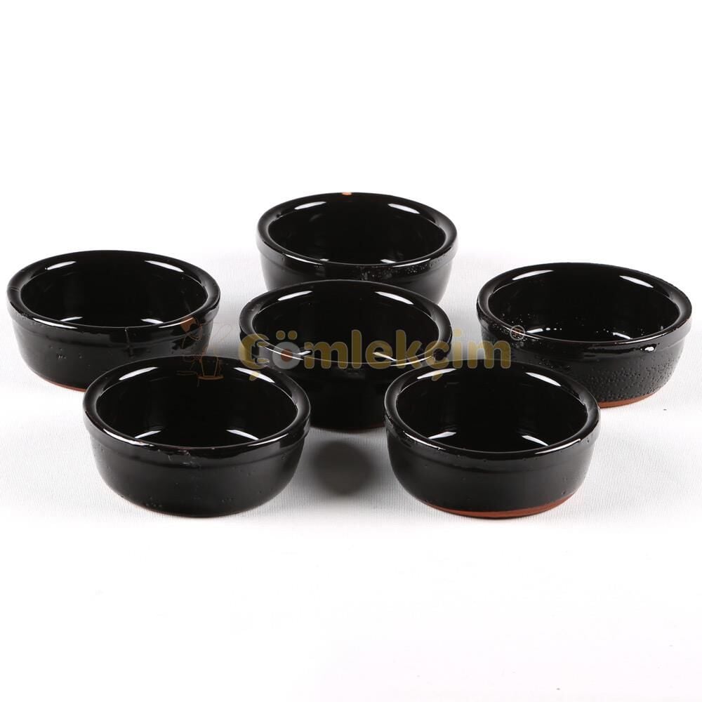 Mantar Güveç Tam Sırlı Siyah 9x3 cm 6'lı