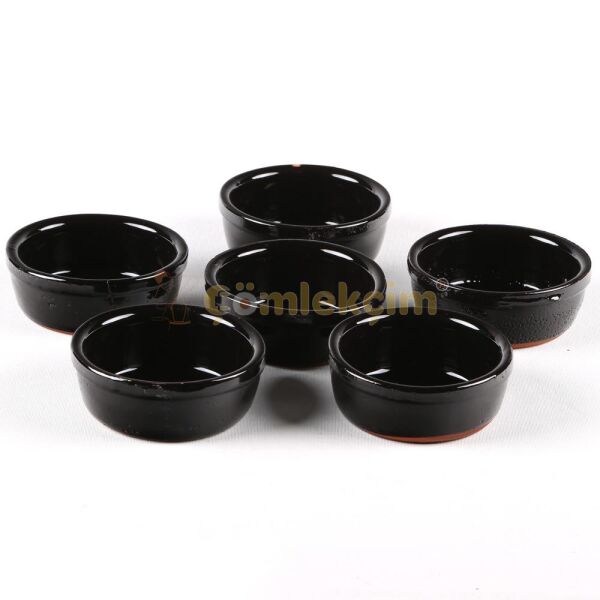 Mantar Güveç Tam Sırlı Siyah 9x3 cm 6'lı