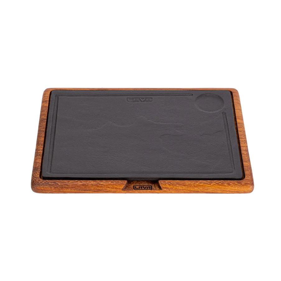 Lava Döküm Ahşap ve Döküm Demir Hot Plate Servis Tahtası 24x33 cm