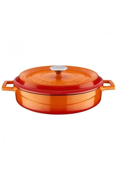 Lava Döküm Trendy Çok Amaçlı Yayvan Tencere 32 cm Turuncu