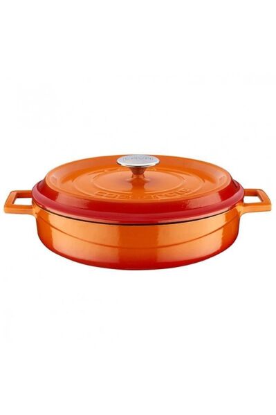 Lava Döküm Trendy Çok Amaçlı Yayvan Tencere 32 cm Turuncu