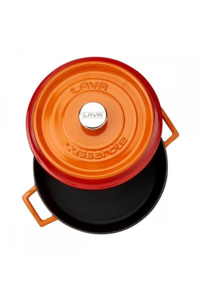 Lava Döküm Trendy Çok Amaçlı Yayvan Tencere 32 cm Turuncu