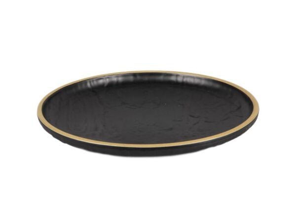 Globy Açık Büfe Yuvarlak Sunum Tabak Siyah – 36×36×4 cm