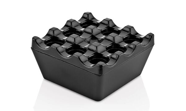 Atlasform Melamin Kapaklı Kare Küllük, Kül Tablası 9x9 cm - Siyah