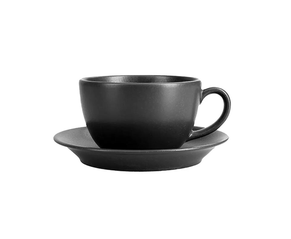 Porland 222134 Seasons Siyah Tabaklı Çay Fincanı 370cc 6 adet